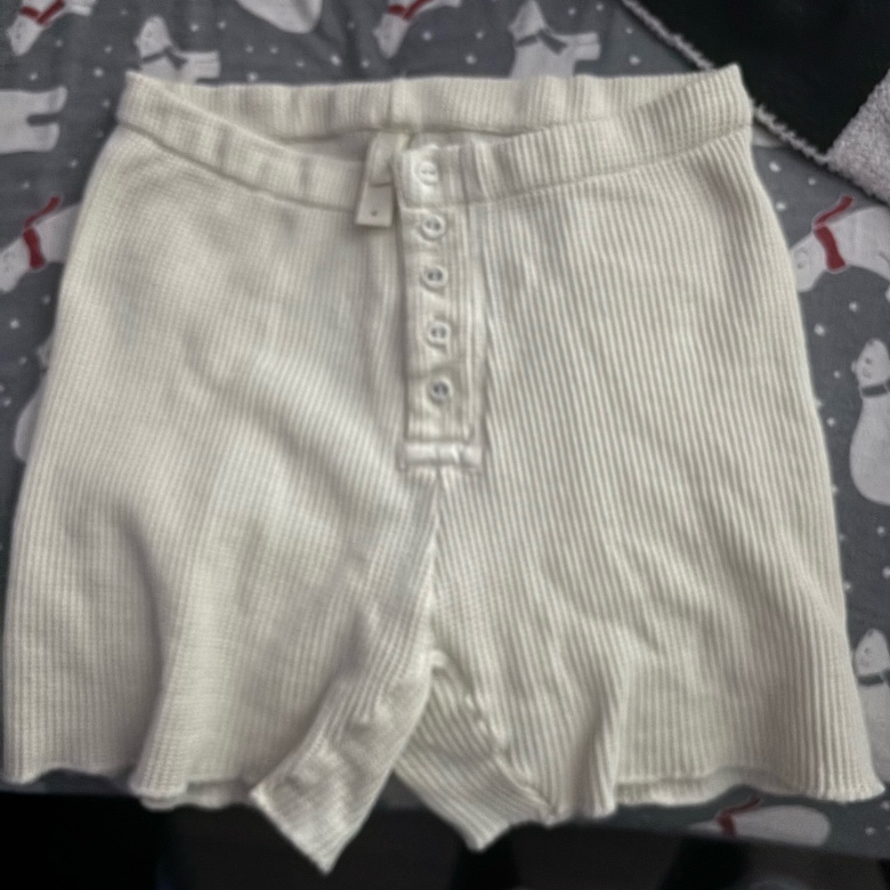 SKIMS Cream waffle knit  Women Shorts